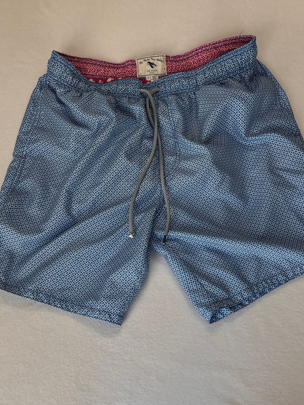 Ted Baker London The Worlds Your Lobster Swim Trunks Blue White Size 5 Large